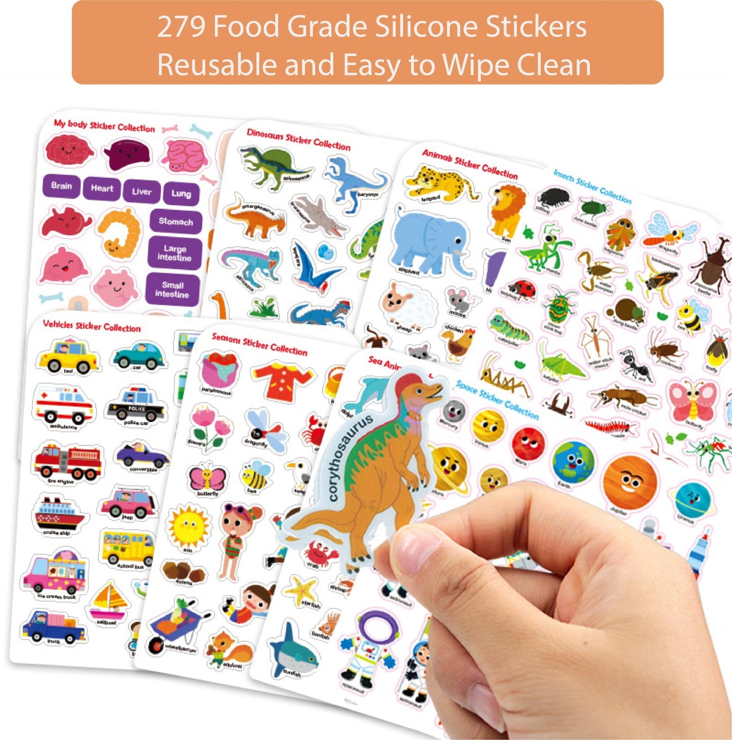 Inherit Culture First Sticker Book Food Grade Silicone Reusable Stickers 8 BOOKS BUNDLE - Steam Studio Toys