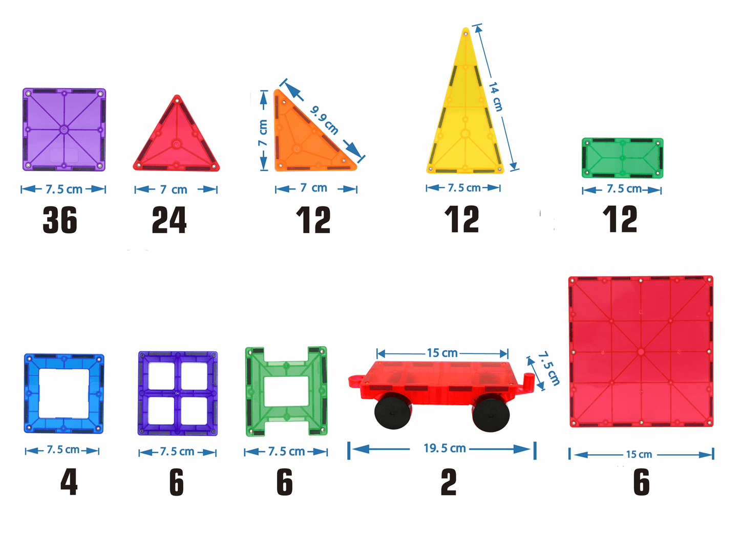 STEAM STUDIO Magnetic Tiles 120pcs set, including 2 cars - Steam Studio Toys