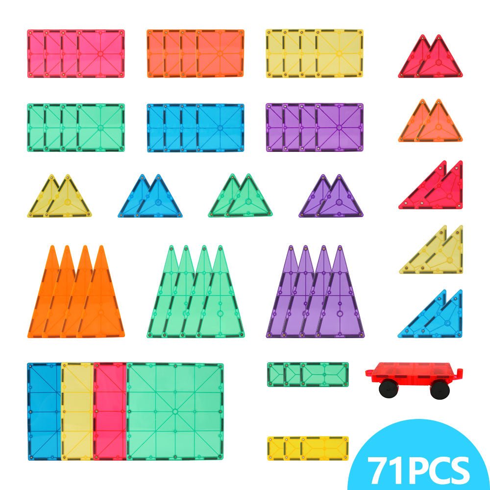 STEAM STUDIO Magnetic Tiles 71pcs set, including 1 car - Steam Studio Toys