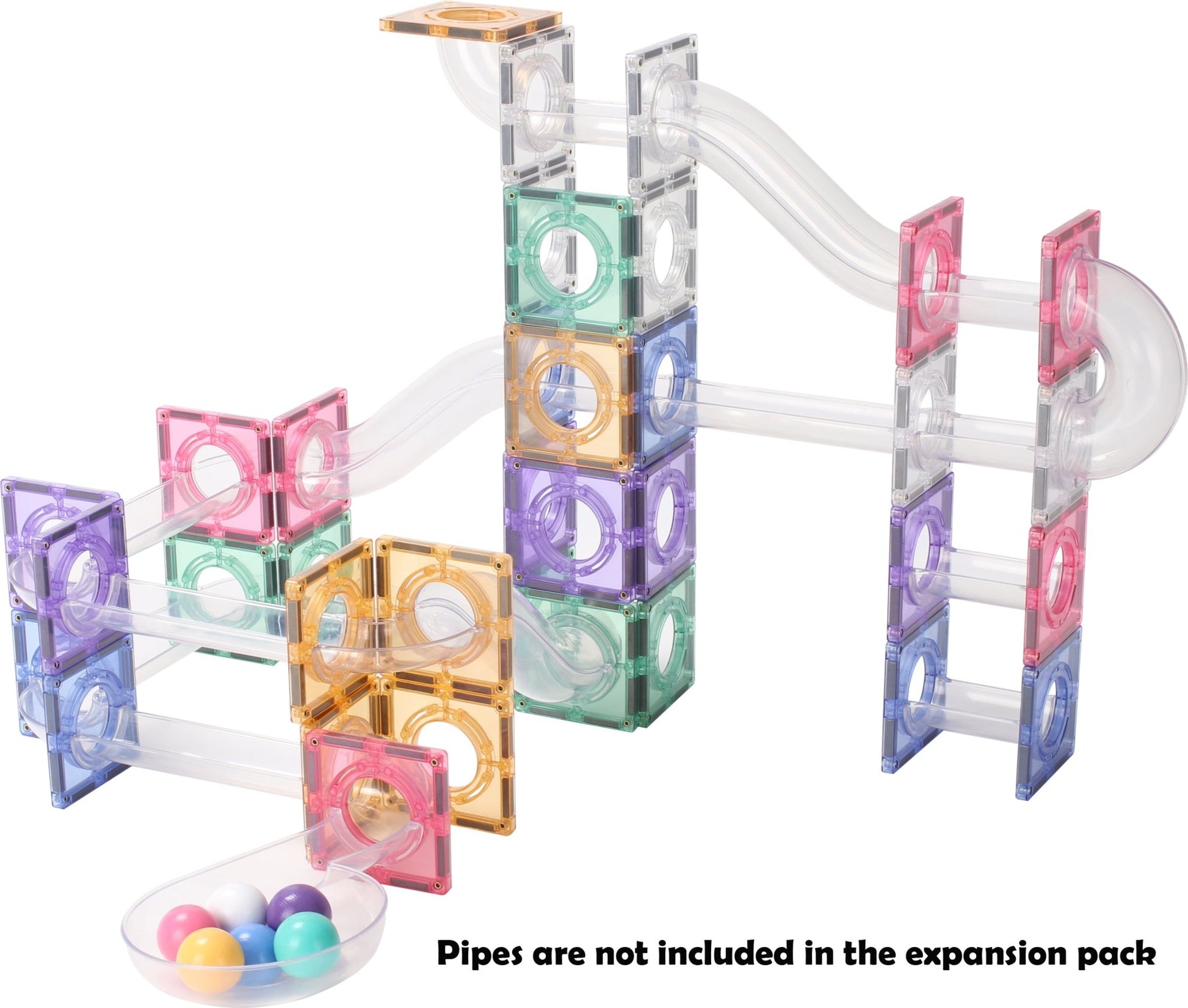 STEAM STUDIO Magnetic Tiles Marble Run 36 pcs Expansion Set - Pastel colours - Steam Studio Toys