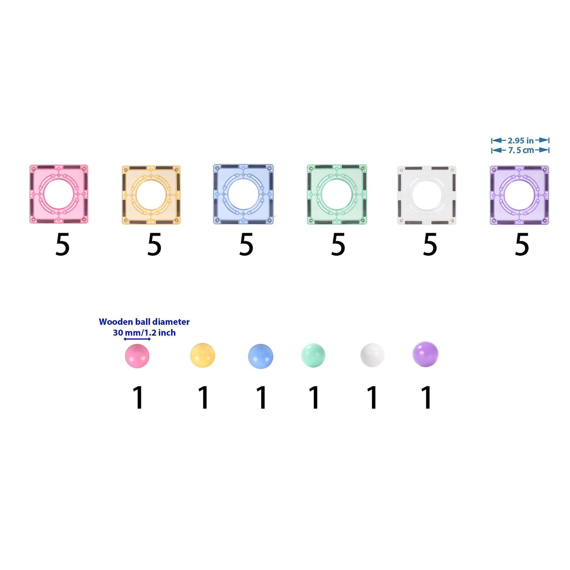 STEAM STUDIO Magnetic Tiles Marble Run 36 pcs Expansion Set - Pastel colours - Steam Studio Toys