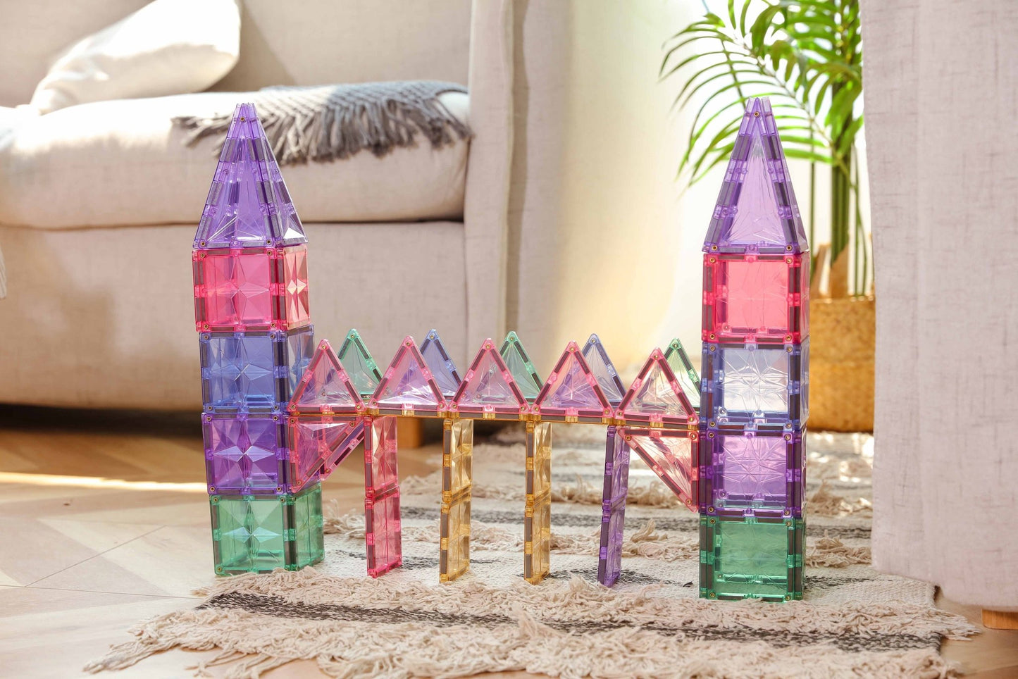 STEAM STUDIO Star Magnetic Tiles 68pcs set, Pastel and Ice Set Star Facets - Steam Studio Toys